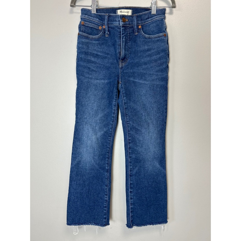 Madewell Cali Demi-Boot Jeans High Rise Raw Hem Medium Wash Blue 24P Petite